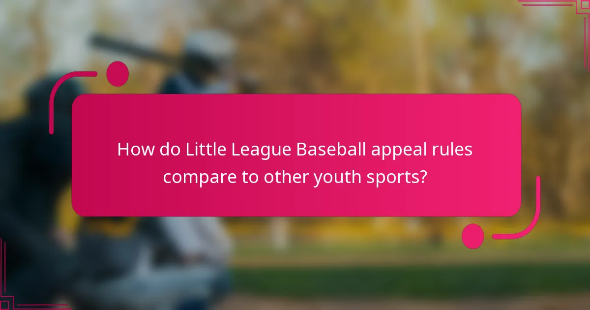 How do Little League Baseball appeal rules compare to other youth sports?